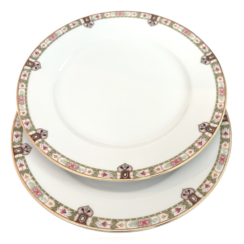 2 Vintage Noritake Nippon REGINA Pattern #13674 8-1/2"  Luncheon Plates MINT